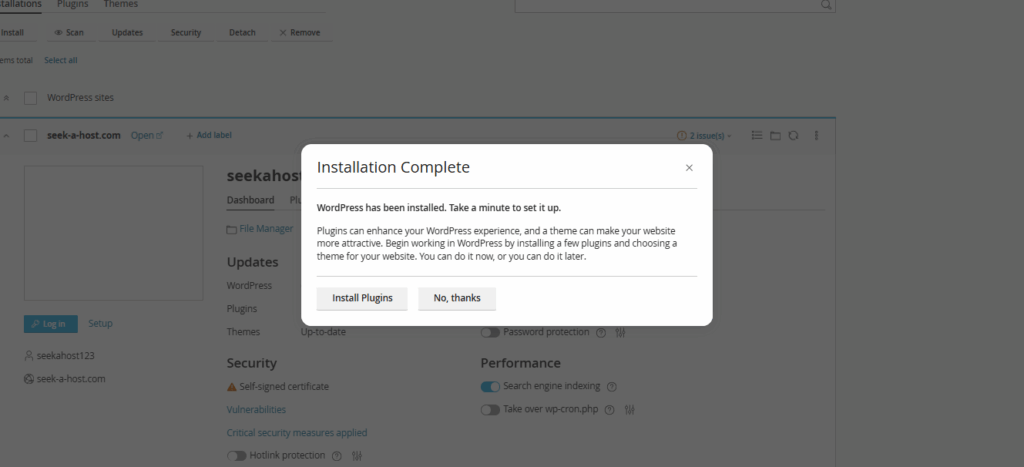 Easy WordPress installation WPToolkit