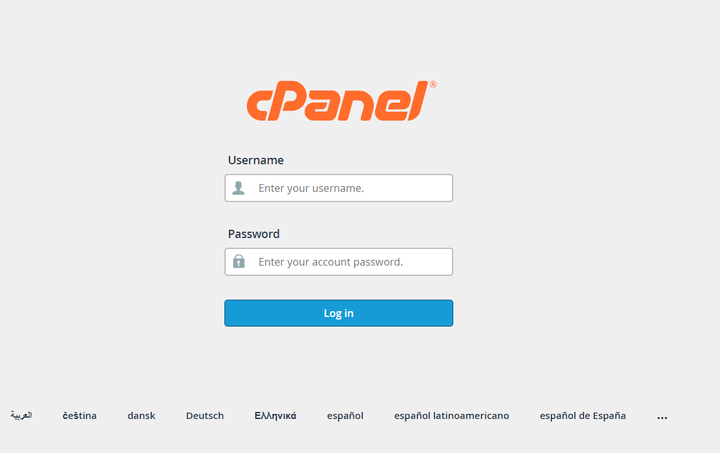 cPanel Login Interface