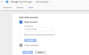 Google Tag Manager Account Creation