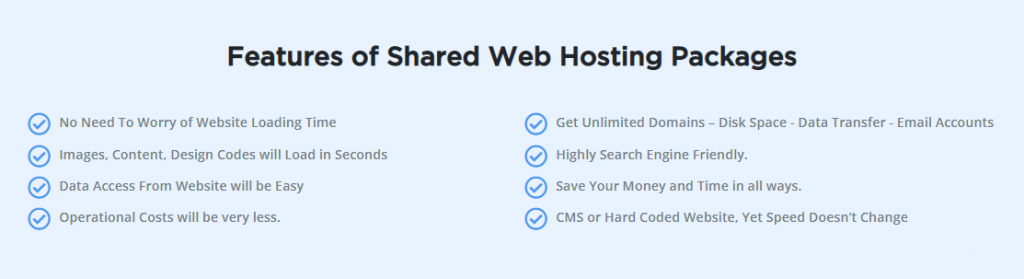 Shared web hosting features