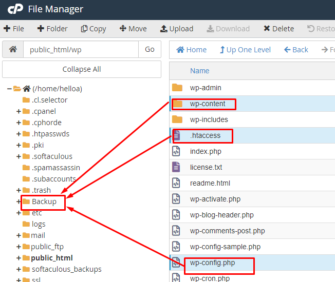 move to backup folder