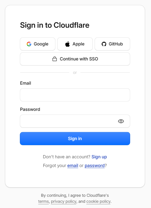 Cloudflare Sign in Page