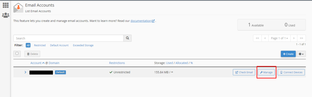 Click on Manage