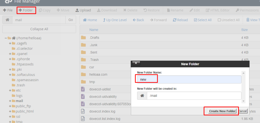 Create new folder