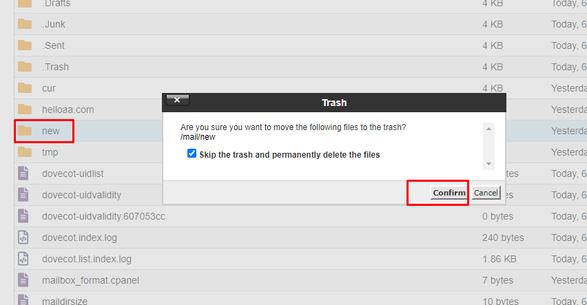 Delete new folder
