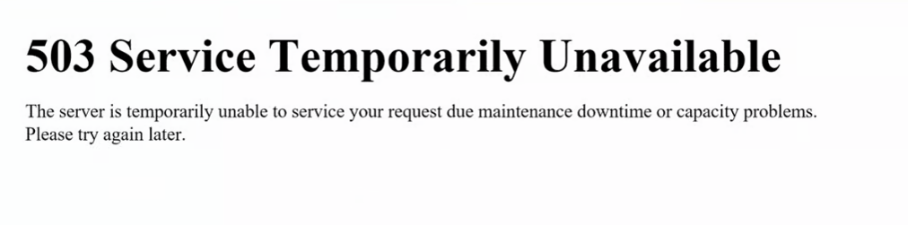 503 Service Unavailable Error