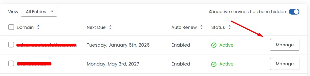 click the manage option
