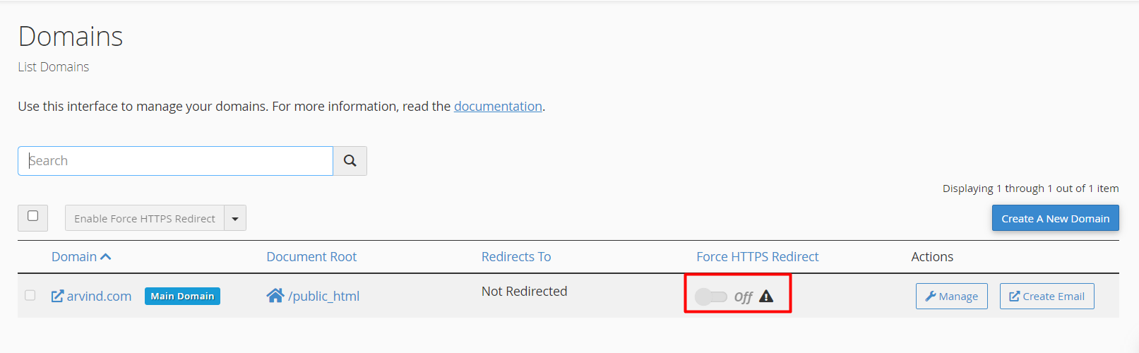 Force HTTPS Redirect Enable