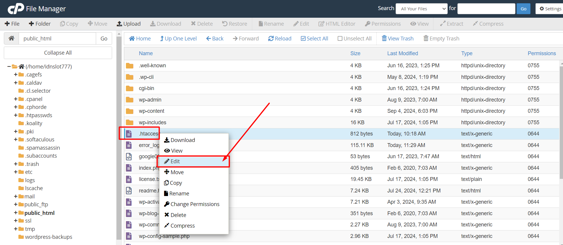 Htaccess - Edit option