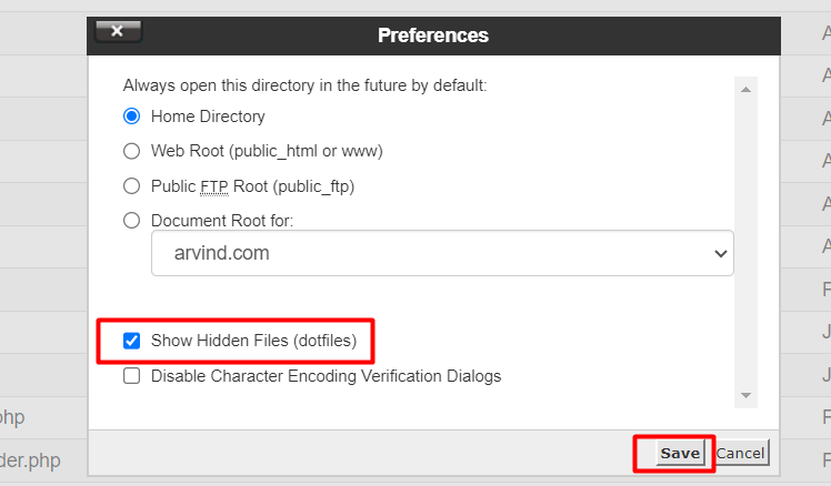 Show Hidden Dot Files