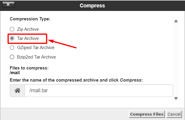 Tar Archive Zip Format