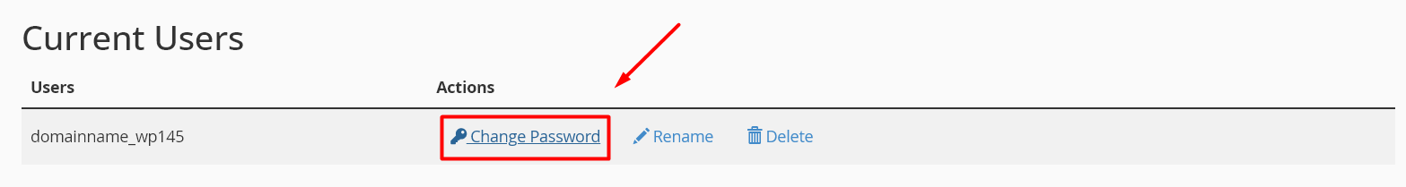 Change Password for Database User