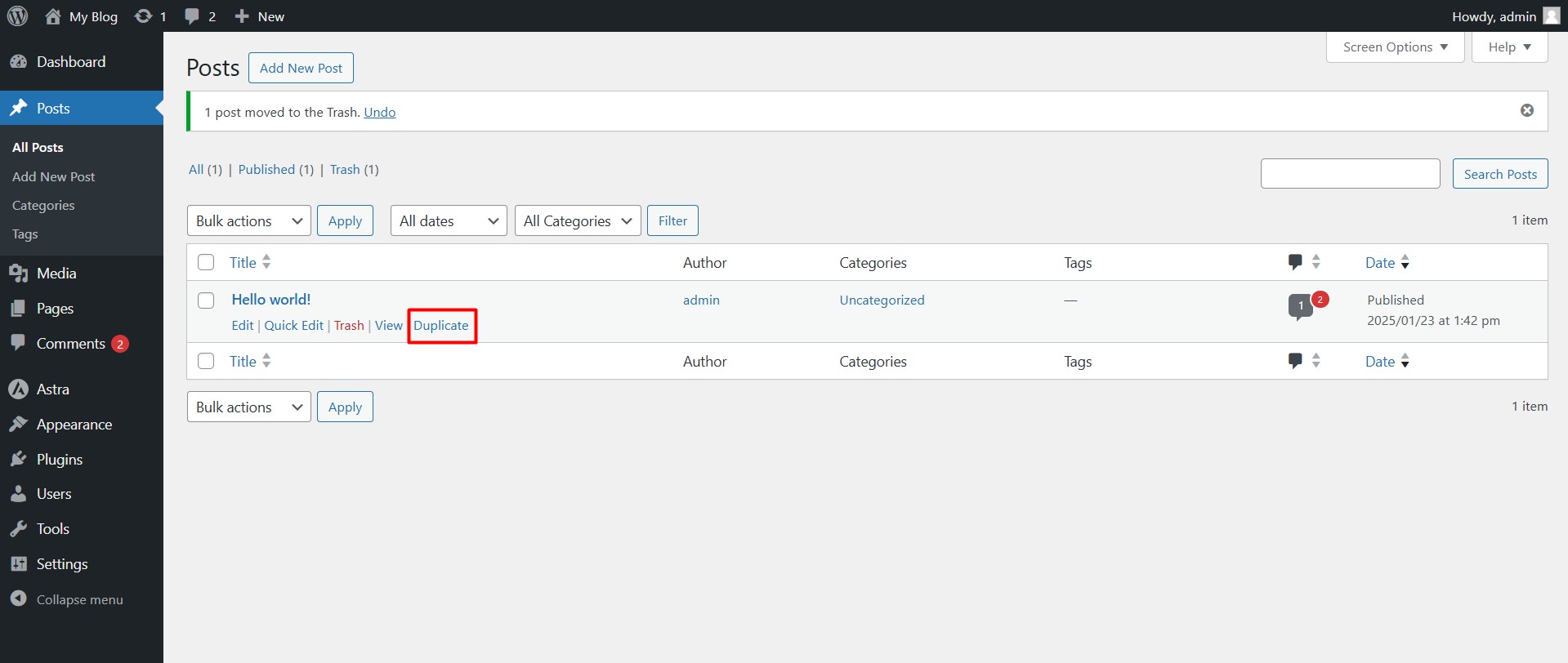Manual duplicate option