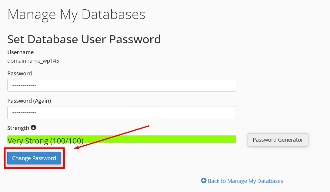 Update Password for Database User