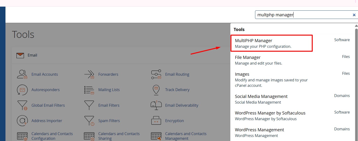 Search multiphp manager
