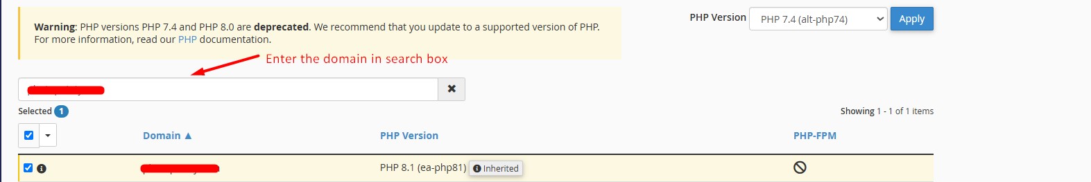 search domain in search box