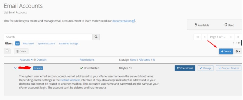 Create email account