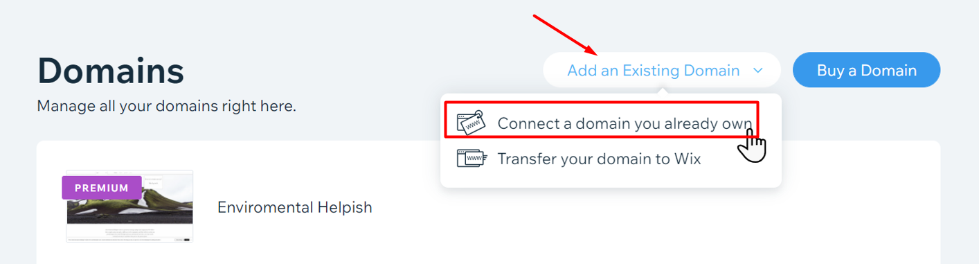 Connect domain to wix
