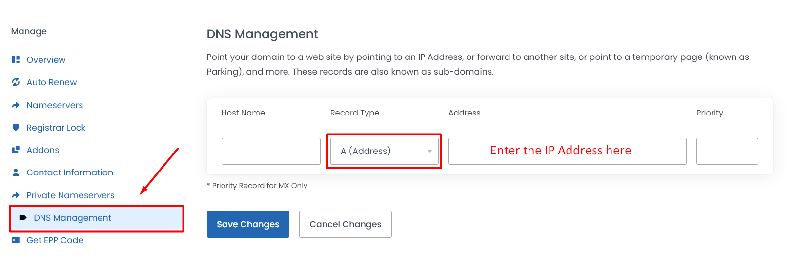 Update Wix A Record in Domain