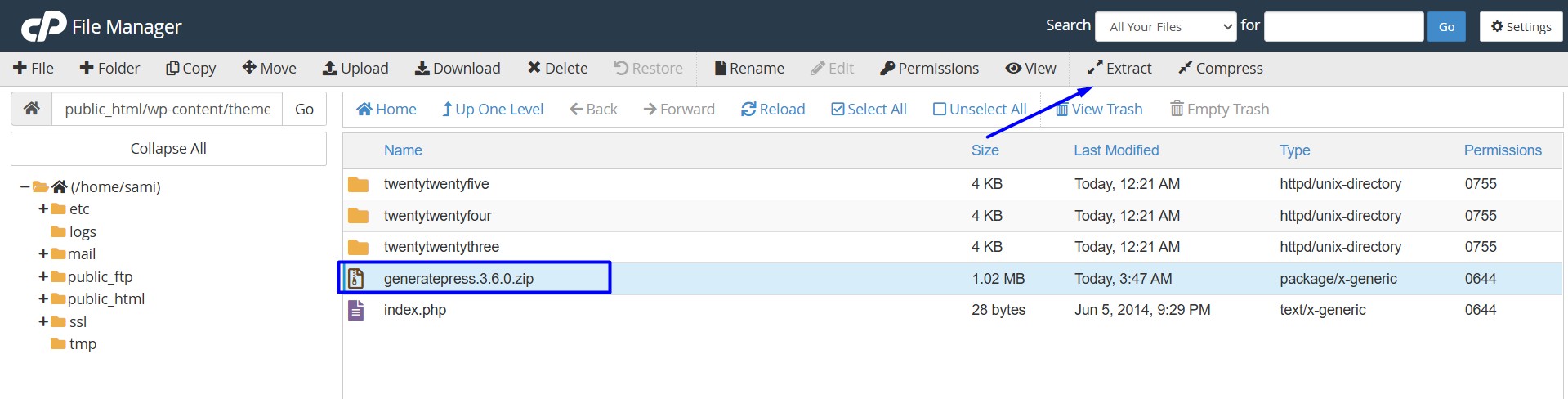 extract theme file
