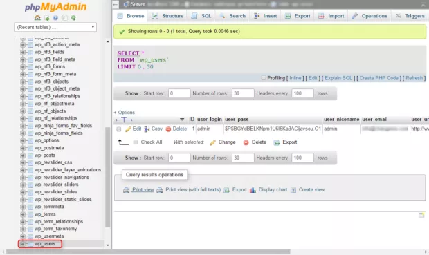 Change wordpress password using Phpmyadmin