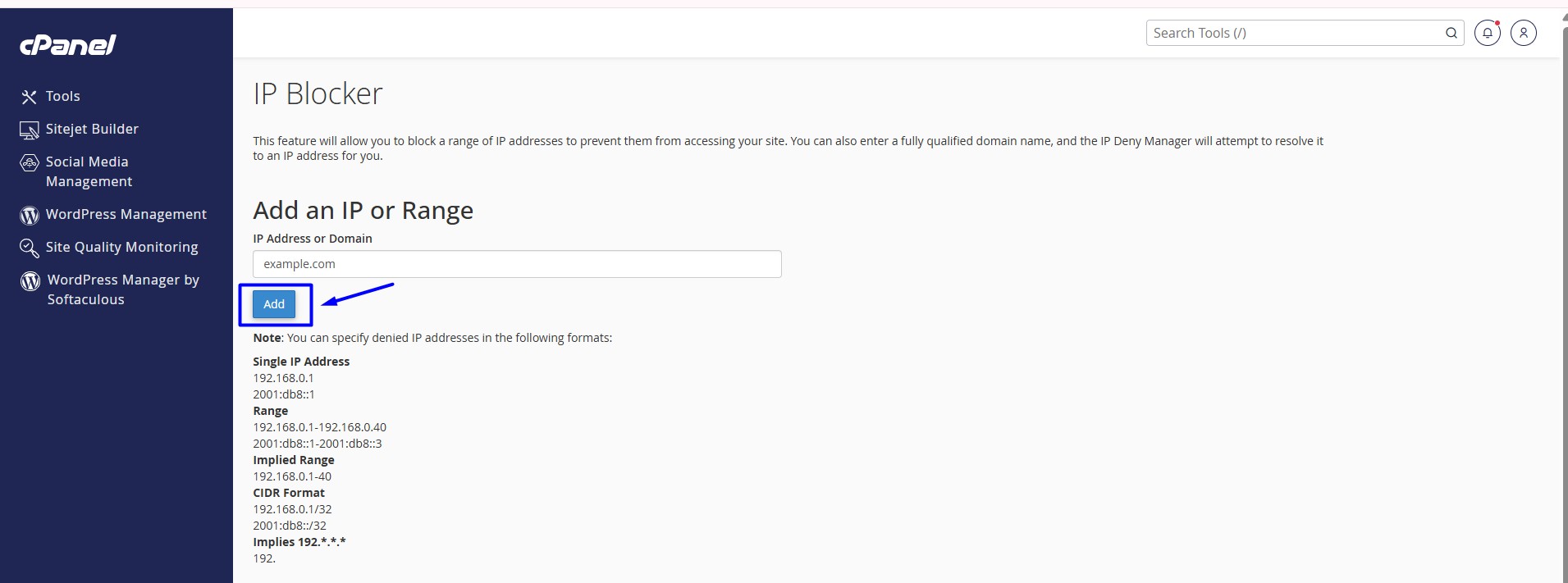 Add domain name