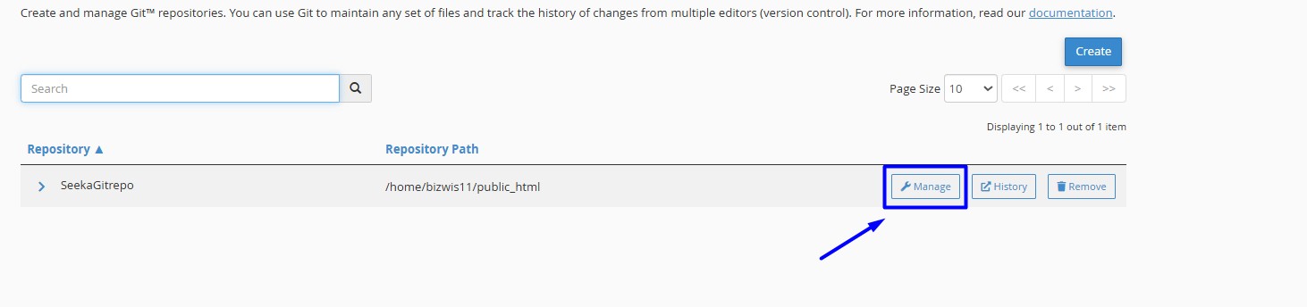 Click the manage option