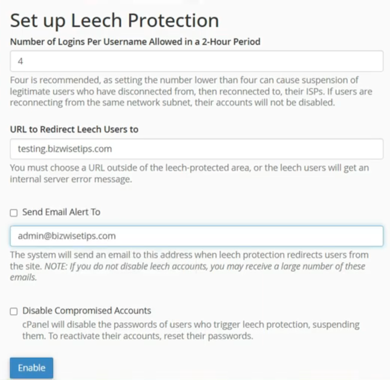 Enable Leech Protection