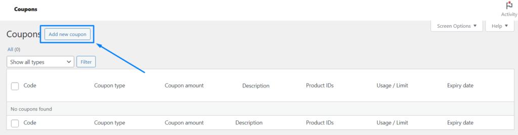 Click Add new coupon - WooCommerce
