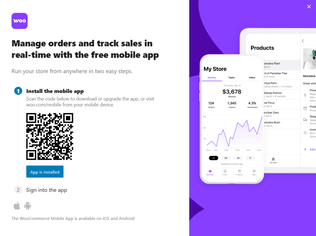 Install mobile app - WooCommerce