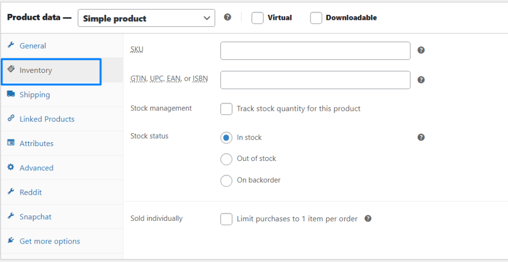 Inventory - WooCommerce