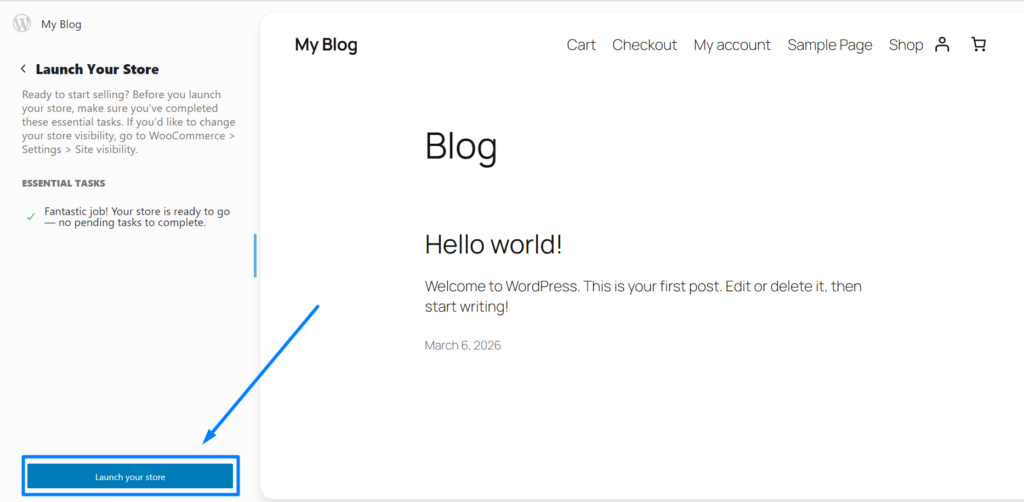 Launch your store - WooCommerce