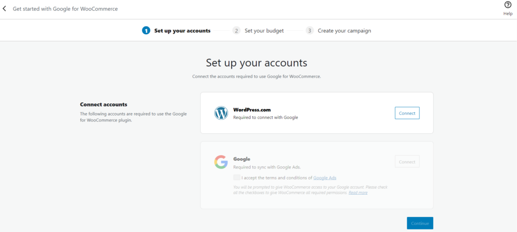 Setup Account on Google - WooCommerce