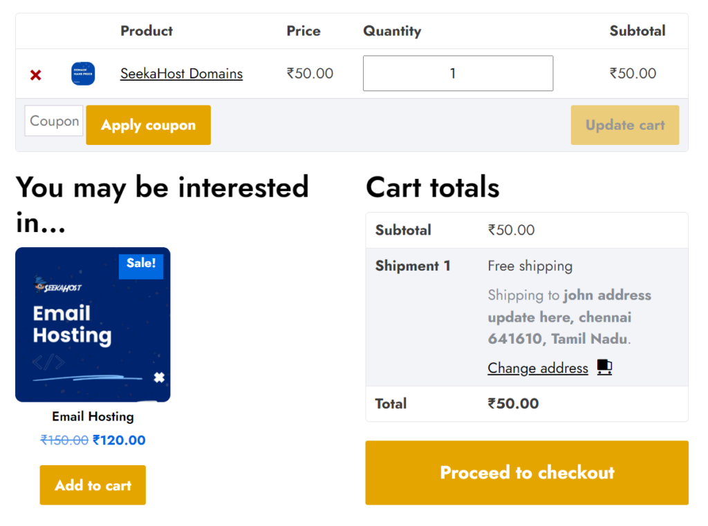 WooCommerce Cart Shortcode
