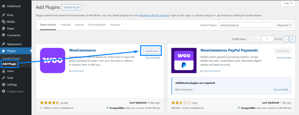 WooCommerce Plugin Install