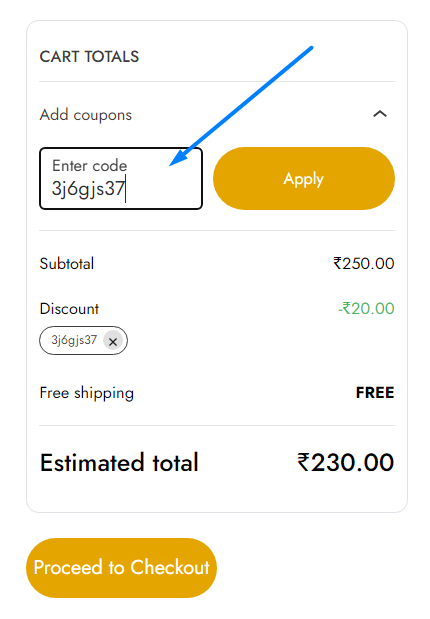 Enter coupon code woocommerce