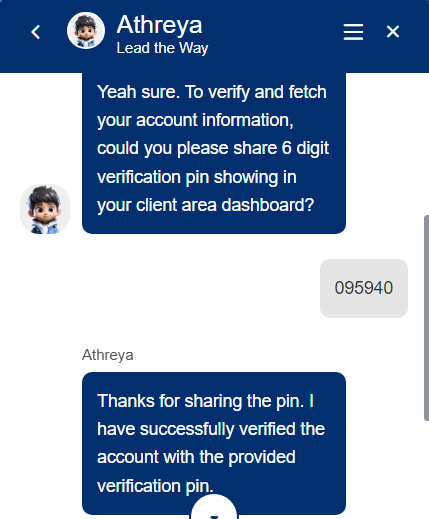 Account PIN Verification Live Chat