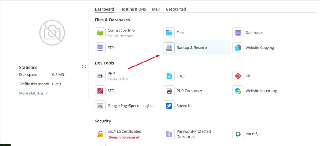 Backup and Restore - Plesk