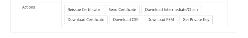Download Certificate options