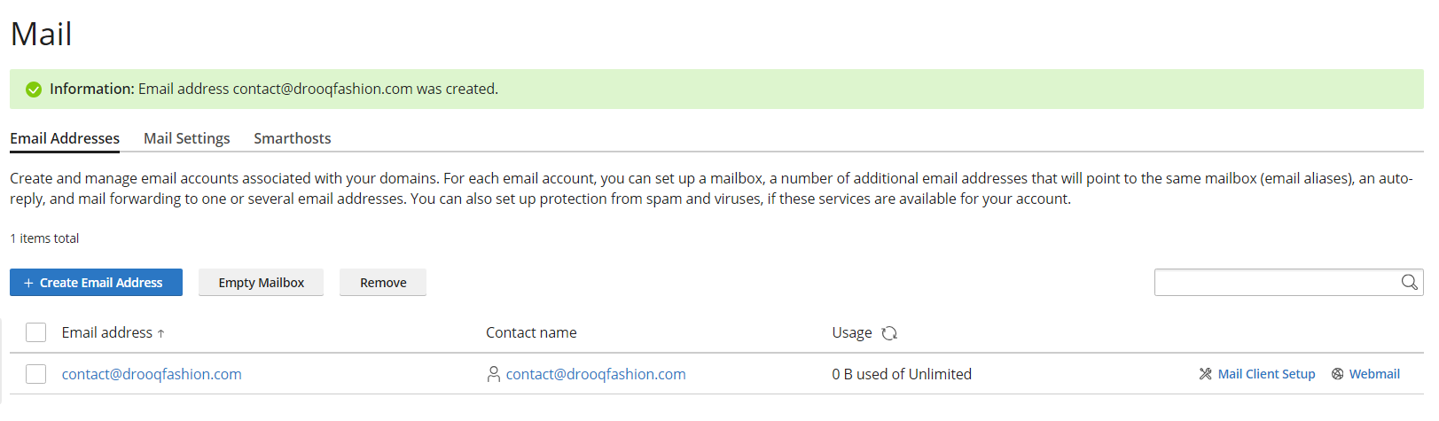 Email Account Manage - Plesk