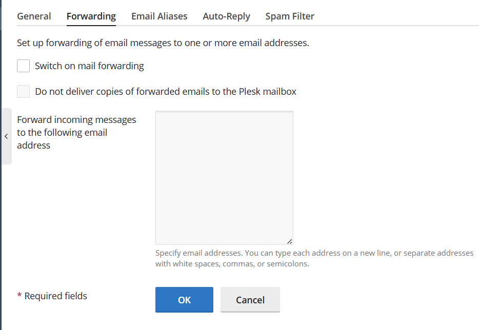 Forwarding Email - Plesk