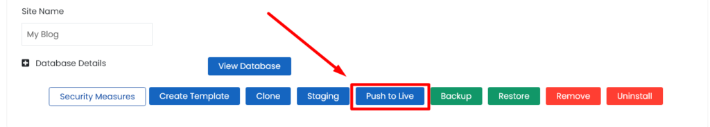 Push to live Staging site