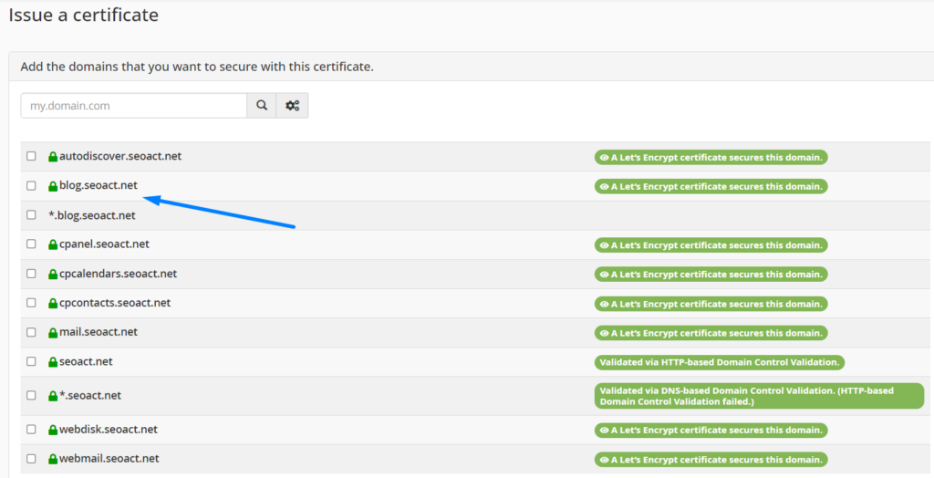 SSL certificate for subdomain