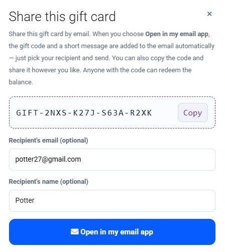 Share this gift card
