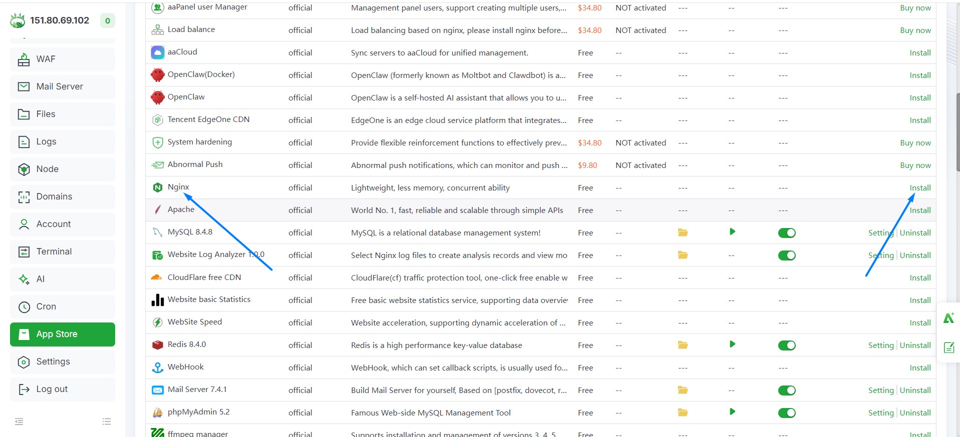 nginx install